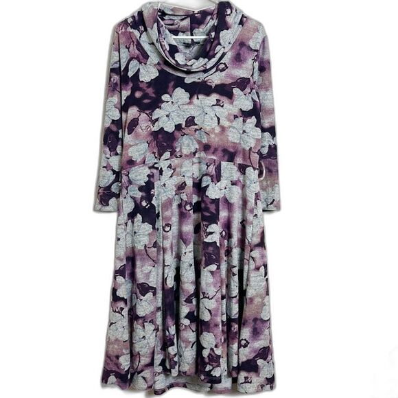 Anthropologie Dresses & Skirts - Anthropologie Blooming Rose floral cowl neck 3/4 sleeve skater dress 2X nwot 24A